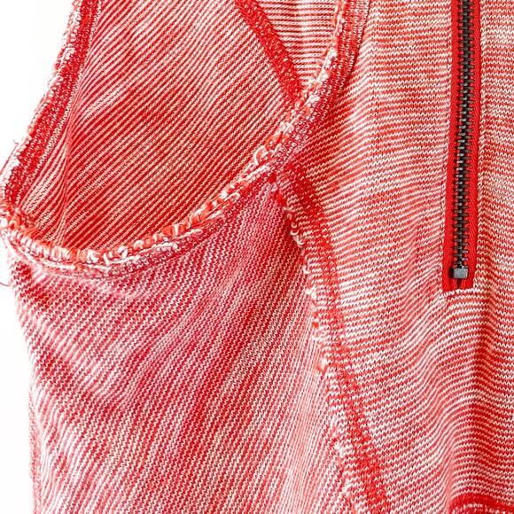 Free People Womens XS Racerback Striped Tank Top Back Zip Dark Coral Orange - Picture 5 of 9
